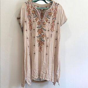 Johnny Was Floral Embroidered Beige Tunic dress